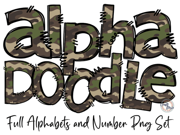 Camo Doodle Font Letters Alphabet PNG for Creative Projects