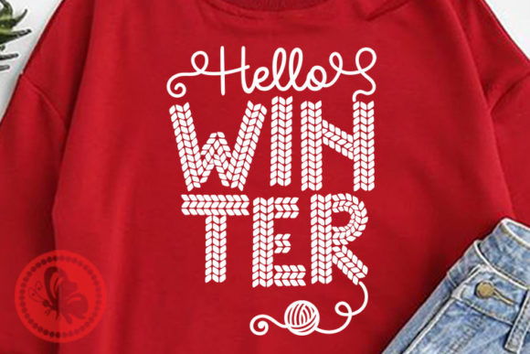 Hello Winter Clipart Yarn Font Christmas